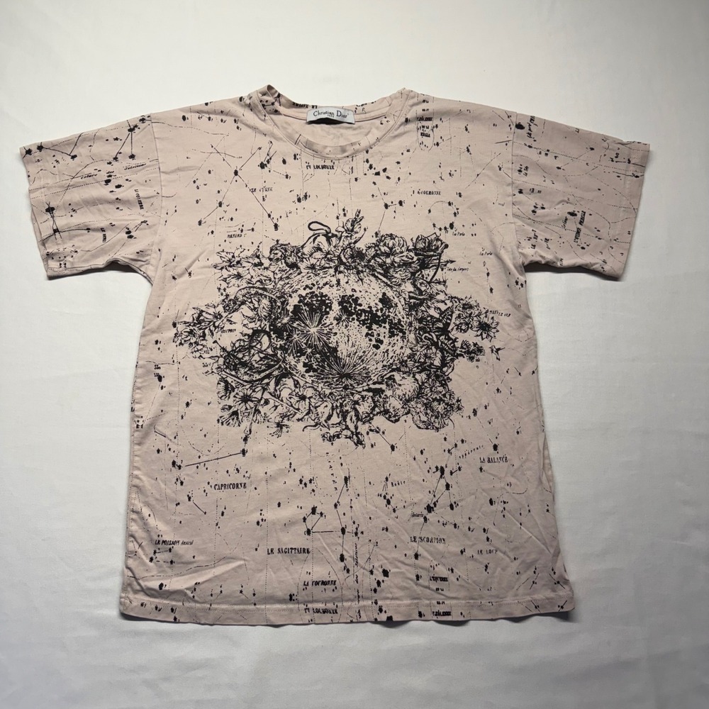 Christian Dior‎ Paris Graphic Tee Constellation Print Beige XS Cotton Celestial